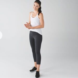Lululemon Wunder Under Roll Down Crop Leggings in Heathered Black